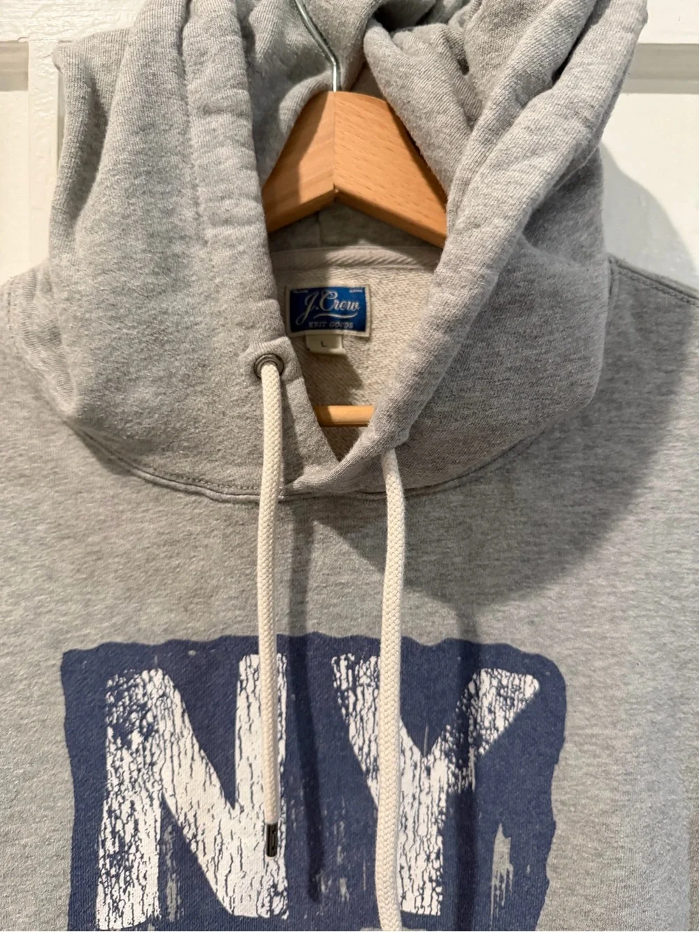 J. Crew Gray Hoodie with Navy NY Graphic